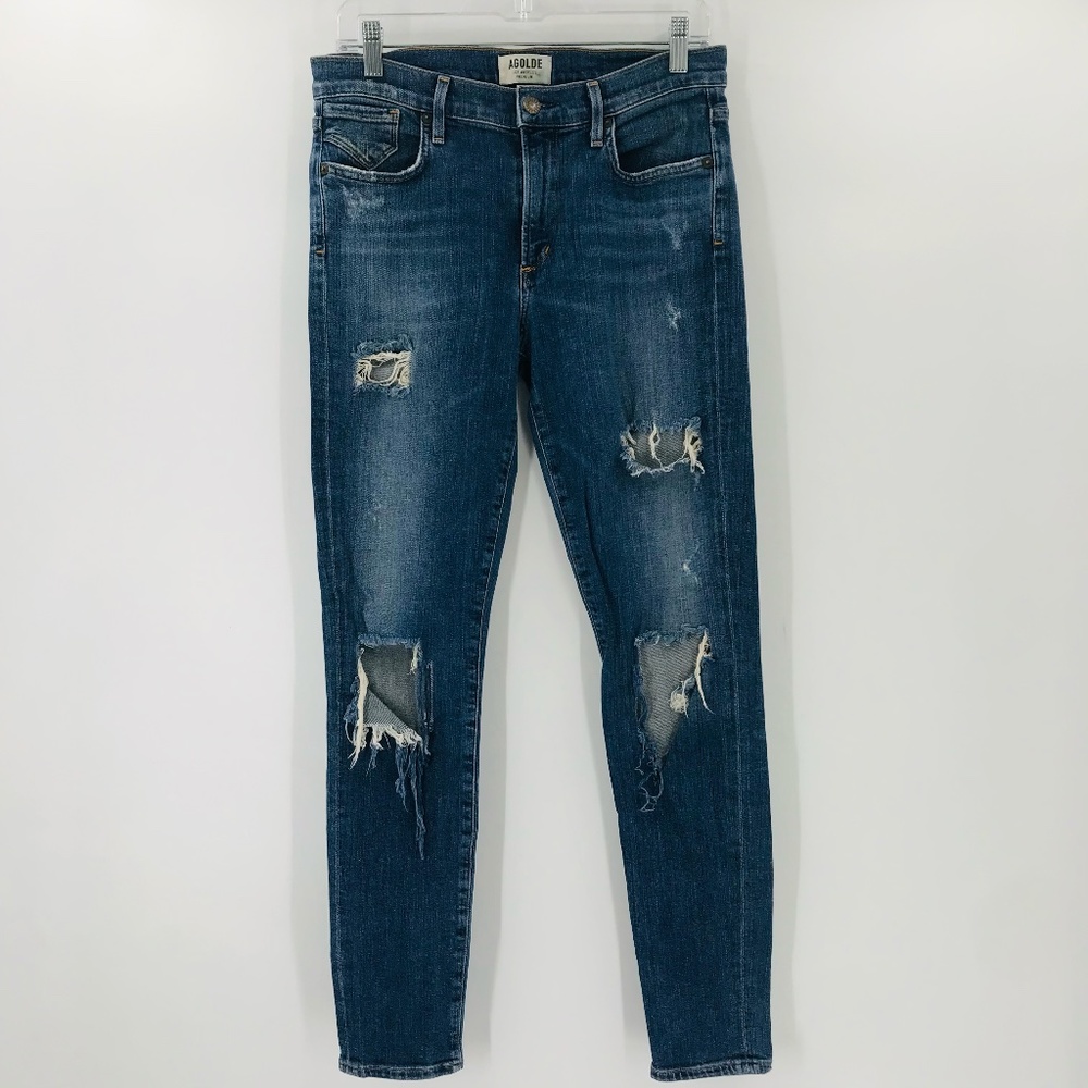 Agolde Sophie High Rise Skinny Distressed Jeans in Kansas City Wash Size 28